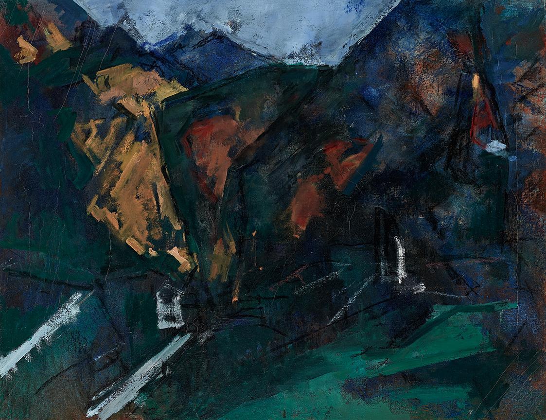 Gerhart Frankl, Thusis, 1962, Öl und Tempera auf Leinwand, 64 × 81 cm, Schenkung Gerhart Frankl…
