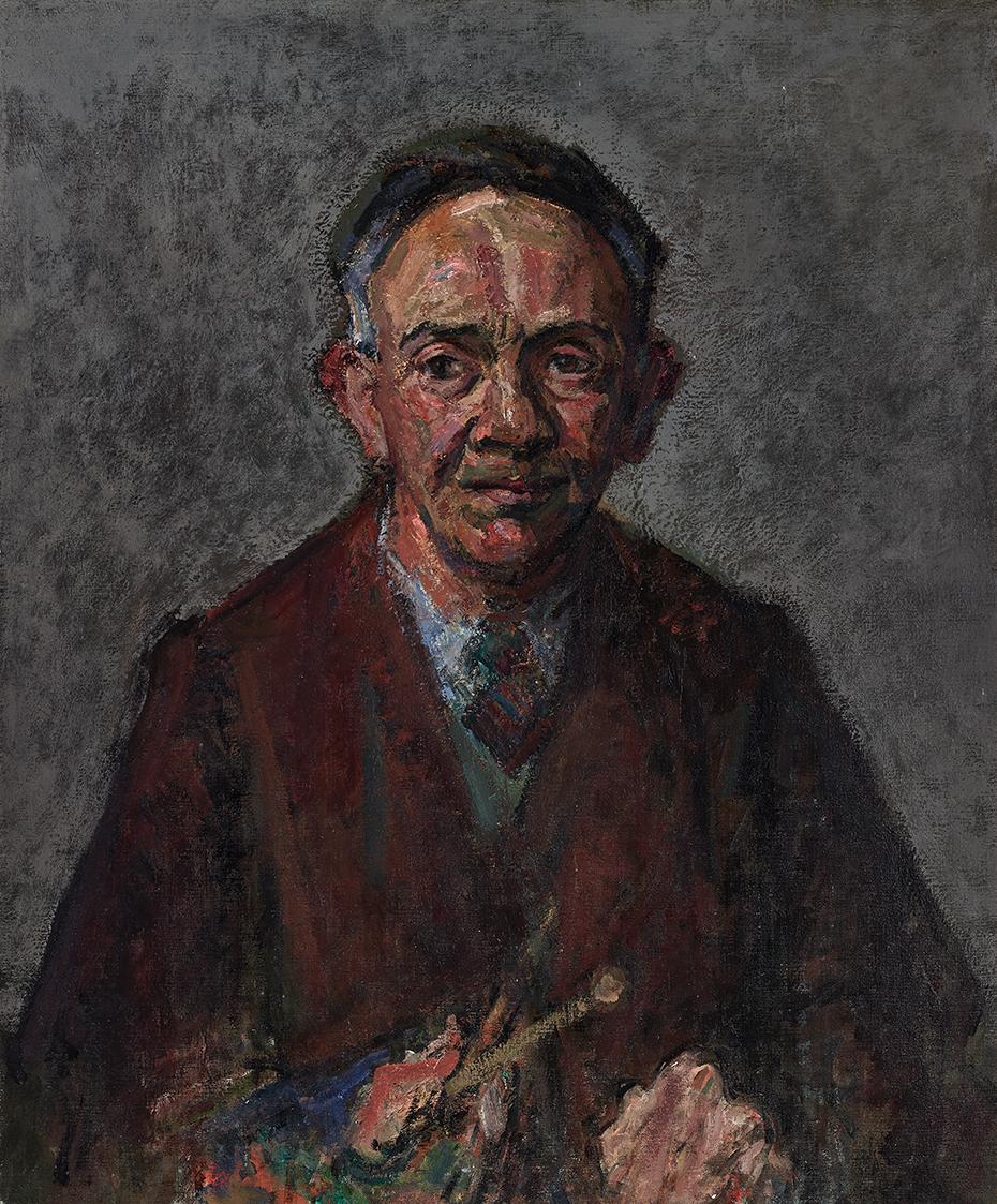 Gerhart Frankl, Selbstbildnis I, 1951–1954, 1961, Tempera und Öl auf Leinwand, 75 × 62,5 cm, Sc…