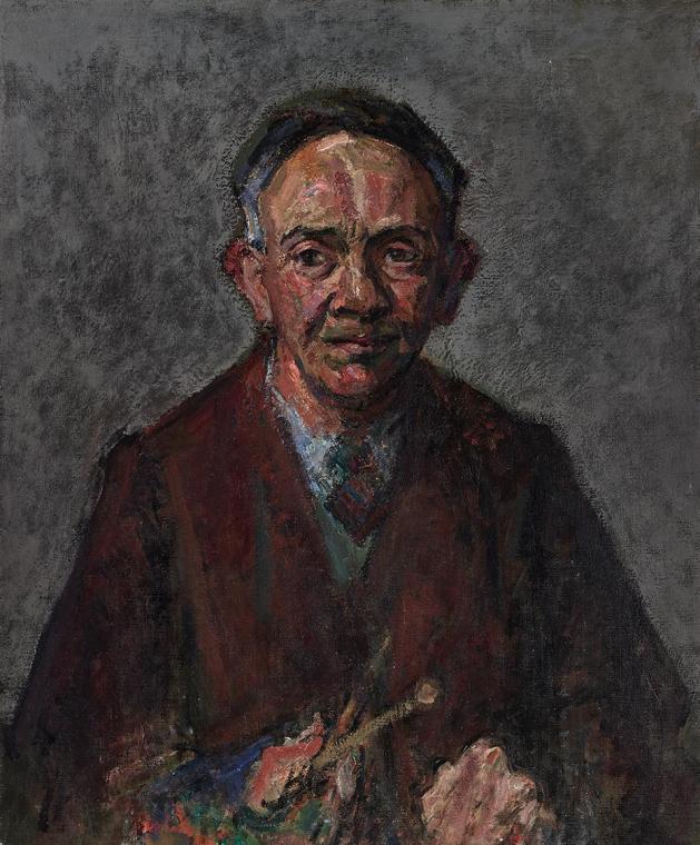 Gerhart Frankl, Selbstbildnis I, 1951–1954, 1961, Tempera und Öl auf Leinwand, 75 × 62,5 cm, Sc…