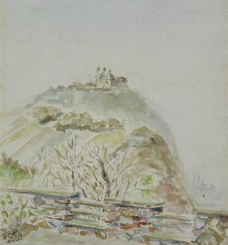 Fritzi Ecker-Houdek, Leopoldsberg mit Klosterneuburg, 1963, Wasserfarbe auf Papier, 26,5 x 24 c…