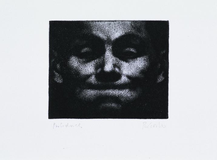 Florentina Pakosta, Schweigen ist Gold I, 1976, Mezzotinto auf Papier, Blattmaße: 31,1 × 38,9 c…