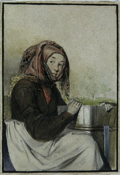 Edward Young, Frau Wabi, um 1846, Aquarell auf Karton, 12 × 8,5 cm, Belvedere, Wien, Inv.-Nr. 6…