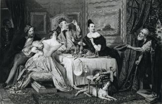 Franz Xaver Stöber (Stecher nach) Josef Danhauser, Der Prasser, 1838, Kupferstich, Plattenmaße:…
