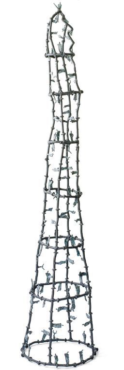 Gunter Damisch, Weltringturmsteher, 2003, Bronze patiniert, 245 × 58 × 60 cm, Belvedere, Wien,  ...