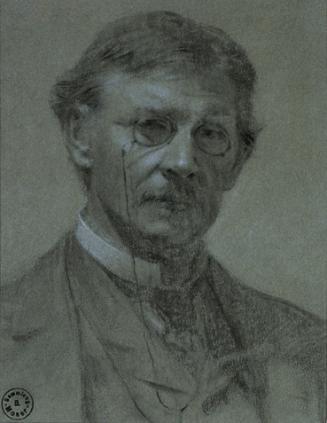 Leopold Carl Müller, Selbstbildnis, Kreide, weiß gehöht auf grünlichem Tonpapier, 22 x 17 cm, B…