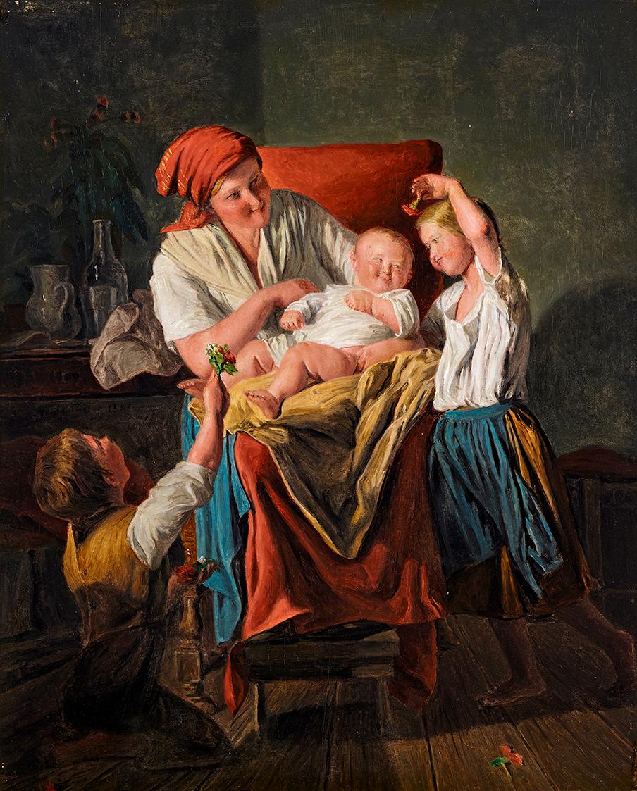 Ferdinand Georg Waldmüller, Mutterglück, 1863, Öl auf Holz, 34 × 27,7 cm, Belvedere, Wien, Inv.…
