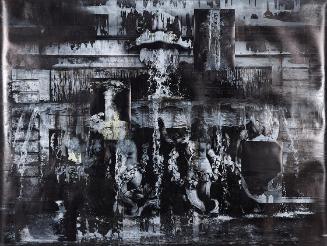 Erwin Bohatsch, Muschelbrunnen, 2011, Fotocollage, Übermalung, 119 × 159 cm, Belvedere, Wien, I…