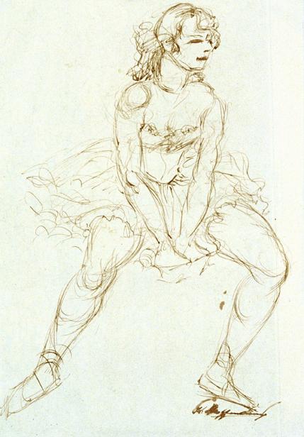 Karl Hoffmann, Ballettmädchen, 1953, Feder auf Papier, 38 x 27,5 cm, Belvedere, Wien, Inv.-Nr. …