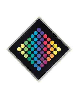 Edgar Knoop, Farbprofil, 1974, Plexiglas, Acrylfarbe, Diagonal aufgehängt: 49 × 49 × 14,5 cm, B…
