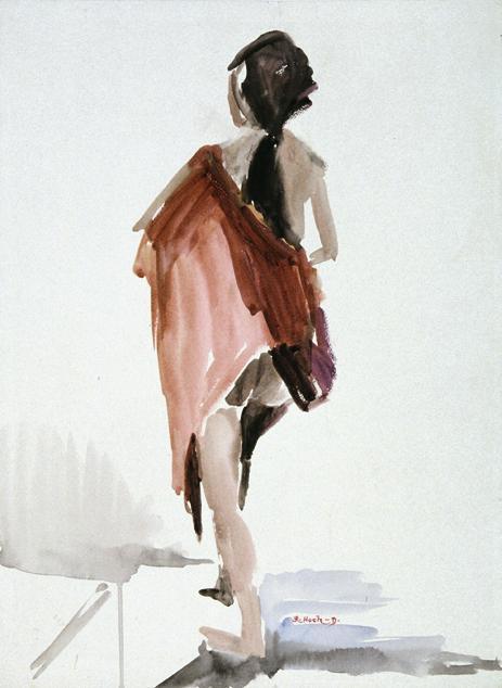 Roberta Hoch-Deutschmann, Aktmodell, 1983, Aquarell auf Papier, 60 x 44 cm, Belvedere, Wien, In ...