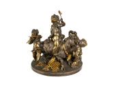 Viktor Oskar Tilgner, Tafelaufsatz: Ziegenbock mit Amoretten, um 1890, Bronze, versilbert und t ...