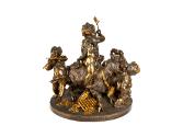 Viktor Oskar Tilgner, Tafelaufsatz: Ziegenbock mit Amoretten, um 1890, Bronze, versilbert und t…