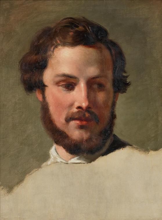 Johann Peter Krafft, Kopf eines jungen Mannes, Studie zu "Rüdiger und Angelica", um 1842, Öl au…