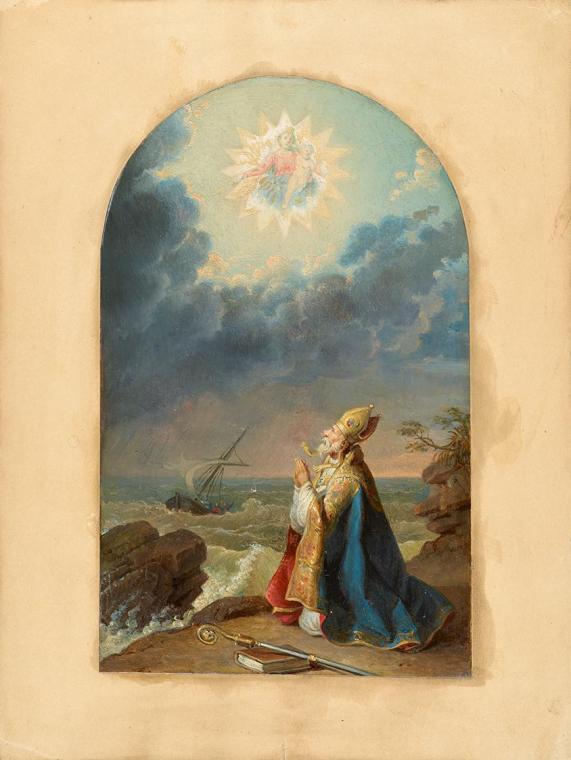 Johann Peter Krafft, Der Heilige Spyridon, 1830/1840, Öl auf Papier, 26 x 16 cm, Belvedere, Wie…