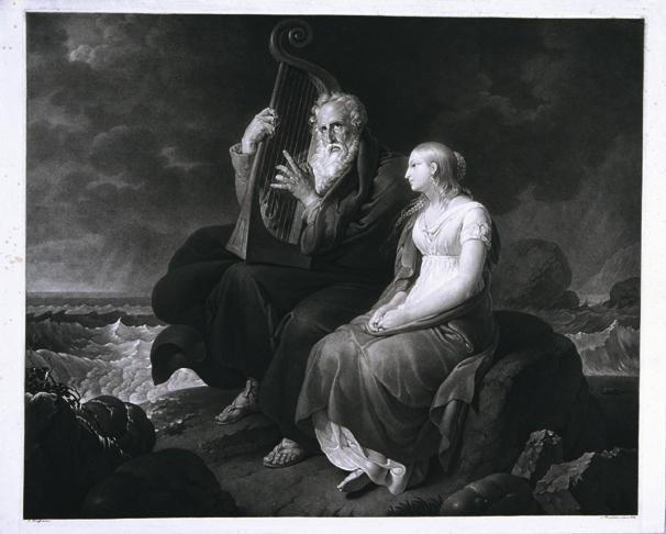 Ignaz Rungaldier nach Johann Peter Krafft, Ossian und Malvina, 1822, Schabblatt, Blatt: 53 x 63 ...