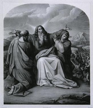 Leopold Kupelwieser, Moses, um Sieg betend, 1838, Lithographie, Plattenmaße: 48 × 41 cm, Belved…