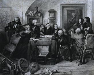 Franz Xaver Stöber (Stecher nach) Josef Danhauser, Die Testamentseröffnung, 1843, Kupferstich, …