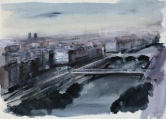 Sergius Pauser, Blick auf Paris, Aquarell auf Papier, 36,5 x 51 cm, Belvedere, Wien, Inv.-Nr. 7 ...