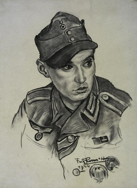 Fritz-Rocca-Humpoletz, Soldat, 1944, Kohle auf Papier, 60 x 44 cm, Belvedere, Wien, Inv.-Nr. 76…