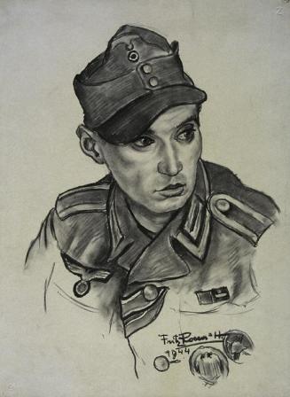 Fritz-Rocca-Humpoletz, Soldat, 1944, Kohle auf Papier, 60 x 44 cm, Belvedere, Wien, Inv.-Nr. 76…