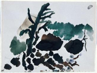 Gustav Hessing, Landschaft mit Baum, 1963, Deckfarben auf Papier, 24 x 32 cm, Belvedere, Wien, …