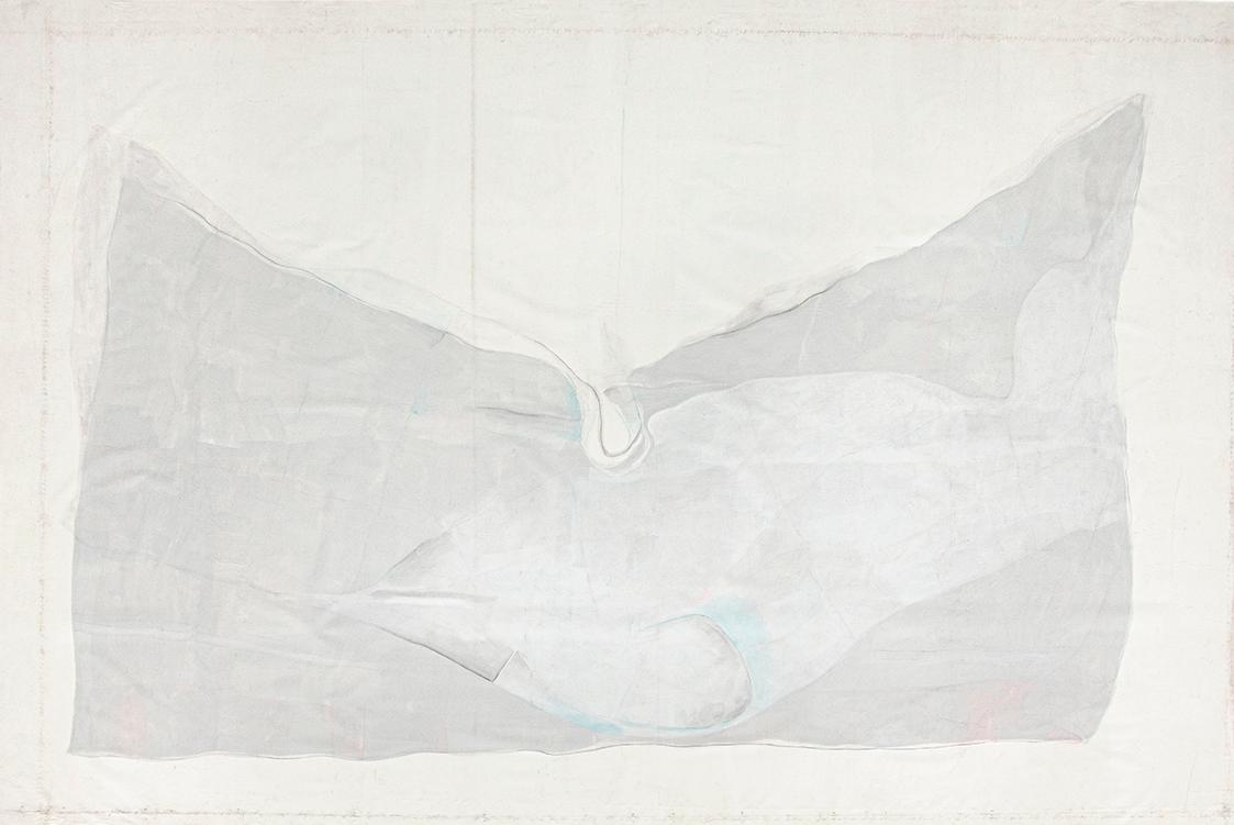 Oswald Oberhuber, Ohne Titel (Tuch II), 1972, Mischtechnik auf Leinwand, 634 x 433 cm, Dauerlei…
