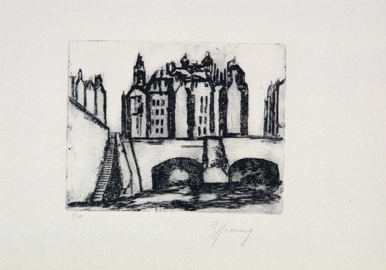 Gustav Hessing, Kopenhagen, 1960, Radierung, Plattenmaße: 16 x 16 cm, Belvedere, Wien, Inv.-Nr.…