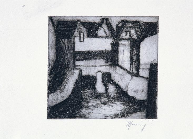 Gustav Hessing, Kaiser-Ebersdorf im Winter, Radierung, Plattenmaße: 14 x 15 cm, Belvedere, Wien…