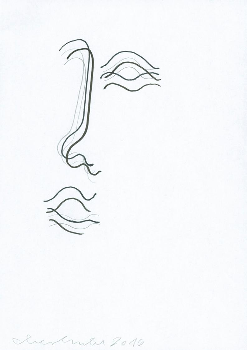 Oswald Oberhuber, Ohne Titel, 2016, Filzstift und Bleistift auf Papier, 29,7 × 20,9 cm, Belvede…
