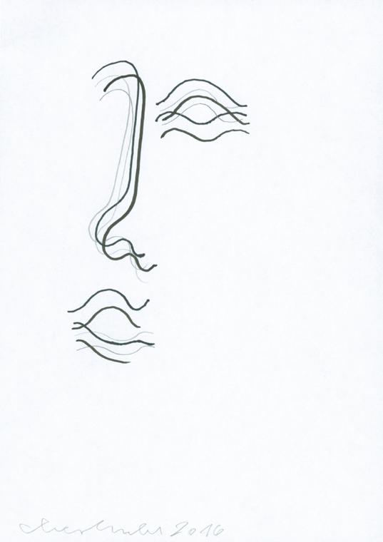 Oswald Oberhuber, Ohne Titel, 2016, Filzstift und Bleistift auf Papier, 29,7 × 20,9 cm, Belvede…