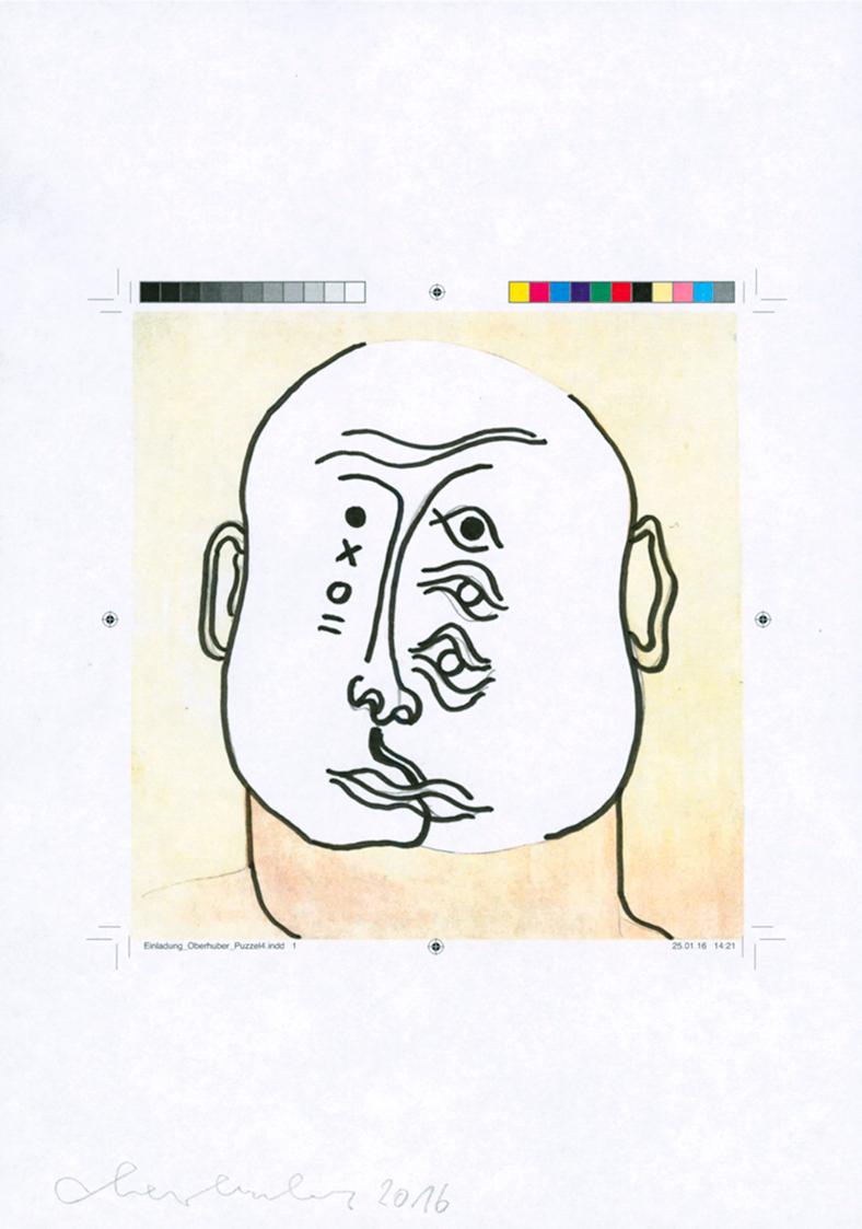 Oswald Oberhuber, Ohne Titel, 2016, Filzstift und Bleistift auf Farbkopie, 29,7 × 20,9 cm, Belv…