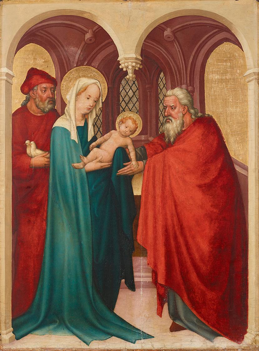 Meister der Darbringungen, Darbringung Christi im Tempel, um 1420/1425, Malerei auf Tannenholz,…
