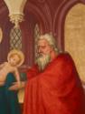 Meister der Darbringungen, Darbringung Christi im Tempel, um 1420/1425, Detail, Malerei auf Tan…