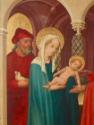 Meister der Darbringungen, Darbringung Christi im Tempel, um 1420/1425, Detail, Malerei auf Tan…
