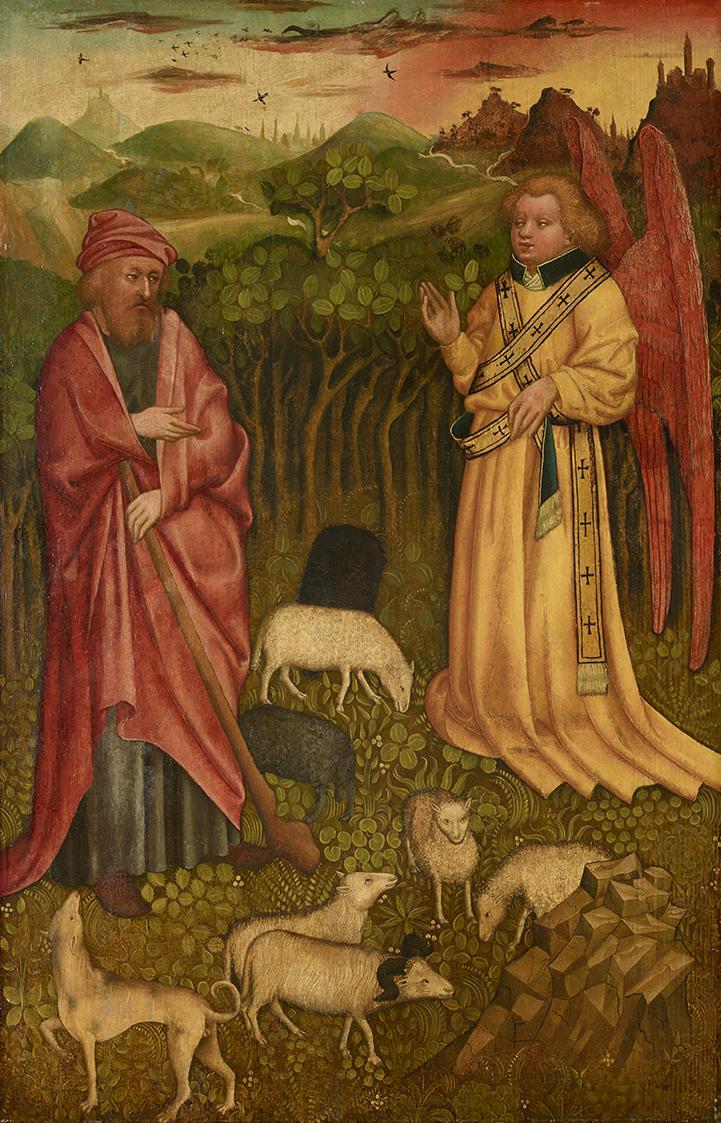Meister des Albrechtsaltars, Verkündigung an Joachim, um 1435/1440, Malerei auf Tannenholz, 97 …