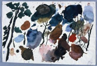 Gustav Hessing, Wald, 1960, Deckfarben auf Papier, ca. 32 x 48 cm, Belvedere, Wien, Inv.-Nr. 89…