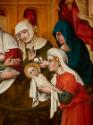 Meister von Schloss Lichtenstein, Geburt Mariens, um 1445/1450, Detail, Malerei auf Tannenholz,…