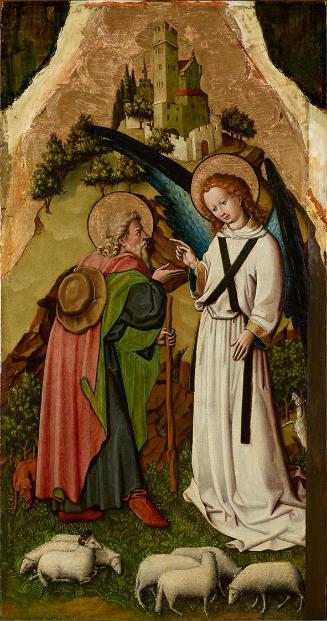 Meister von Schloss Lichtenstein, Verkündigung an Joachim, um 1445/1450, Malerei auf Tannenholz…