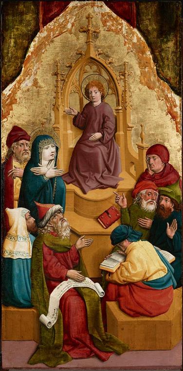 Meister von Schloss Lichtenstein, Der zwölfjährige Jesus im Tempel, um 1445/1450, Malerei auf T…