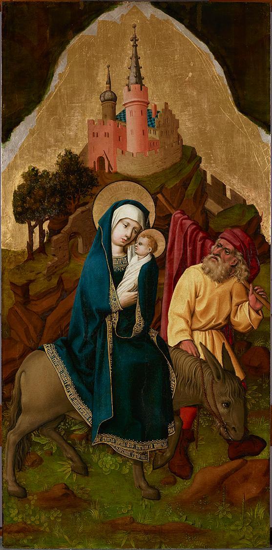 Meister von Schloss Lichtenstein, Flucht nach Ägypten, um 1445/1450, Malerei auf Tannenholz, ne…