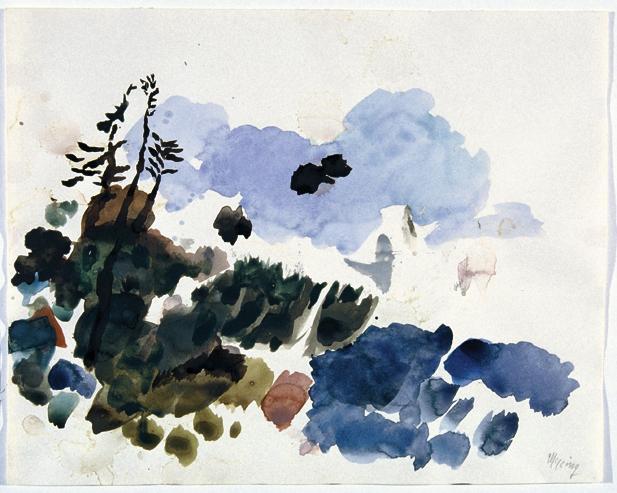Gustav Hessing, Waldstudie, 1975, Deckfarben auf Papier, 28 x 35 cm, Belvedere, Wien, Inv.-Nr. …