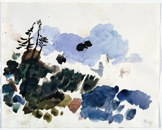 Gustav Hessing, Waldstudie, 1975, Deckfarben auf Papier, 28 x 35 cm, Belvedere, Wien, Inv.-Nr.  ...