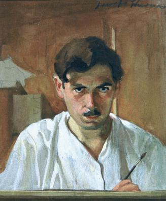 Josef Wawra, Selbstbildnis, um 1923, Aquarell auf Papier, 13 x 11 cm, Belvedere, Wien, Inv.-Nr.…
