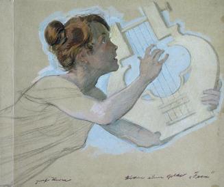 Josef Wawra, Studie zum Bild: Feen, undatiert, Kreide auf Papier, aquarelliert, 35,5 x 41 cm, B…