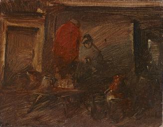 Wilhelm Busch, Holländisches Wirtshaus, um 1890/1895, Öl auf Papier auf Karton, 15 x 19 cm, Bel…