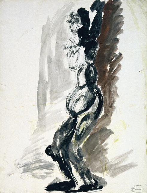 Otto Eder, Weiblicher Akt, 1945/1955, Tusche, Aquarell auf Papier, 65 x 50 cm, Belvedere, Wien,…