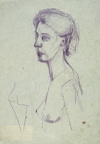 Otto Eder, Damenbildnis im Profil, 1945/1955, Buntstift auf Papier, 43 x 30 cm, Belvedere, Wien…
