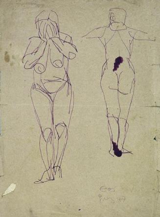 Otto Eder, Zwei weibliche Akte, 1947, Lila Tinte auf Papier, 46,5 x 34,8 cm, Belvedere, Wien, I…