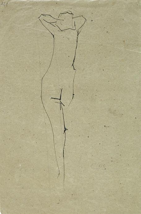 Otto Eder, Weiblicher Rückenakt, 1945/1955, Tusche auf Papier, 47,3 x 31,3 cm, Belvedere, Wien,…