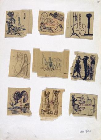 Otto Eder, Kompositionsentwürfe, 1960/1982, Bleistift, Feder in Tinte auf Papier, 42 x 30 cm, B…